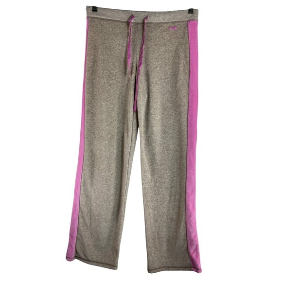 Natori Sport Small Lounge Velour Pants Grey Pink Athleisure Stretch Casual Y2K - Picture 1 of 8